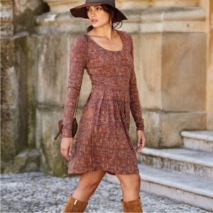 Peruvian Connection Sarawak Ikat Long Sleeve Dress Sz L